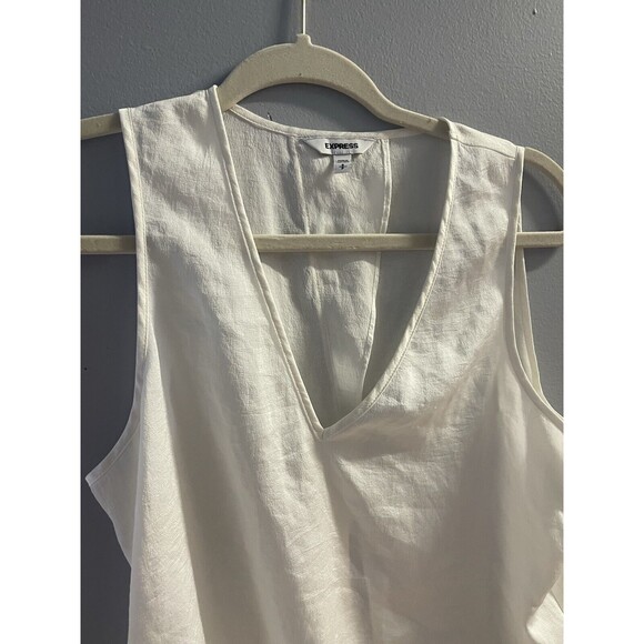 Express Cream V Neck Tank Style Open Back Tie Blouse S - Picture 4 of 8